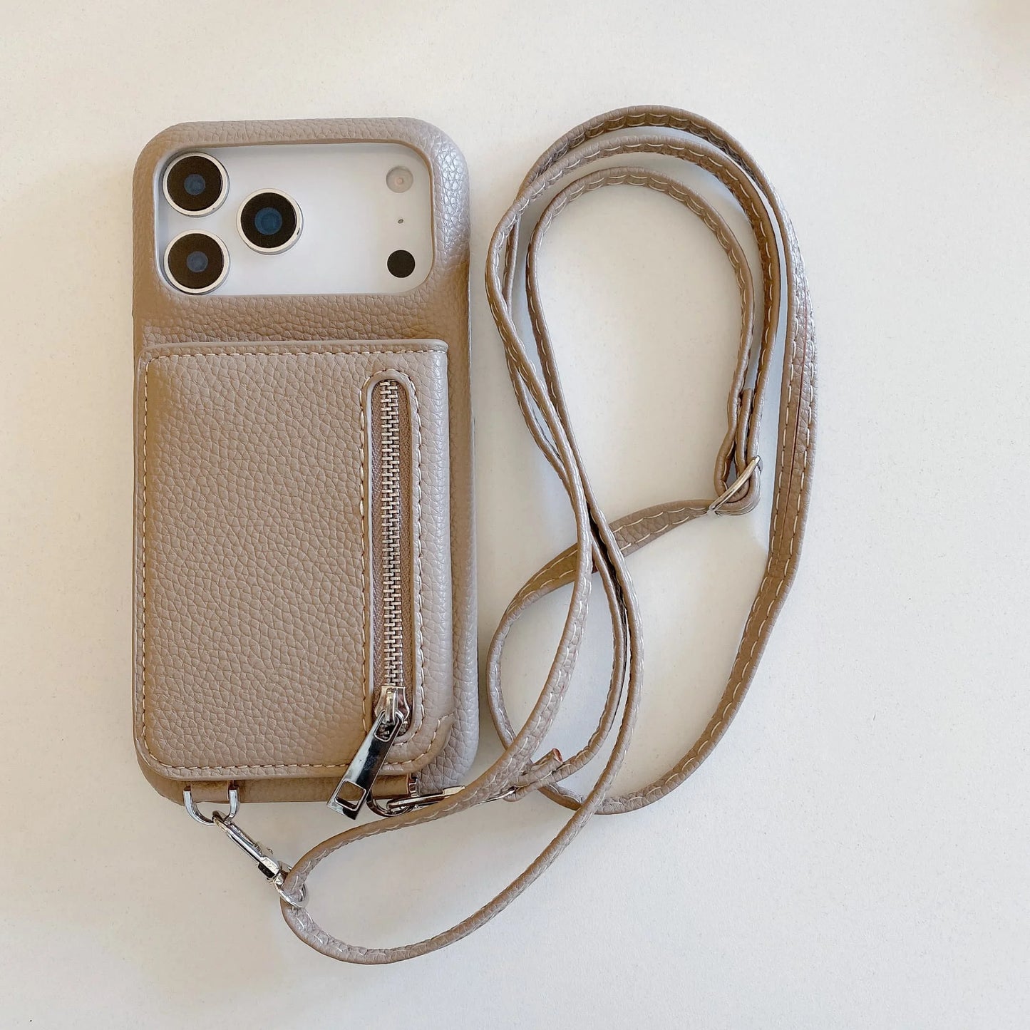 Crossbody Lanyard Phone Case with Zipper Mirror Wallet Card Holder Slot for iPhone 17/16/15/14/11 pro Max 13/12/11 plus