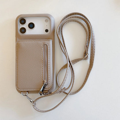 Crossbody Lanyard Phone Case with Zipper Mirror Wallet Card Holder Slot for iPhone 17/16/15/14/11 pro Max 13/12/11 plus