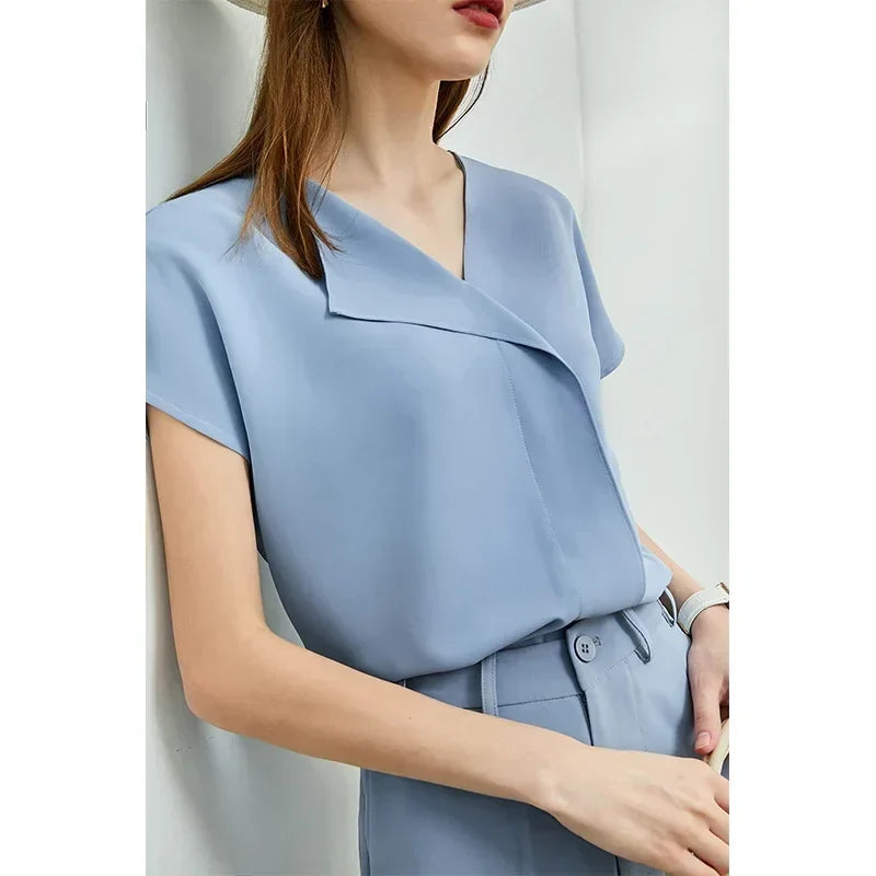 Minimalism Chiffon Shirts & Blouses New Elegant Youth Woman Blouses Loose Fashion Casual Chic Tops Female Clothing 12612024