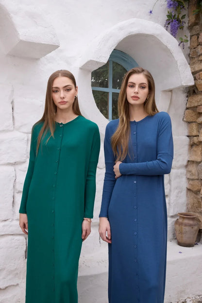 AS SS26 summer loose style button dress comfortable ribbing fabric dress o-neck lady clothes