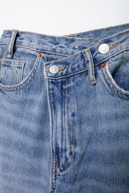 Women Fashion Denim Solid Straight Pants Jeans High Waist Full Length Casual Female Chic Lady Trousers