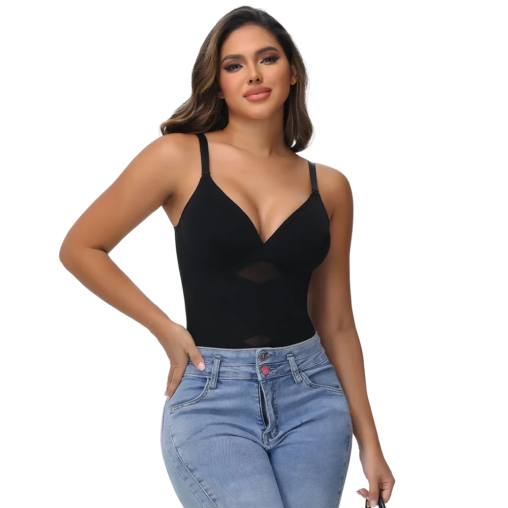 Women Cross Tummy Control Shapewear Sexy Mesh Slimming Waist Briefs Bodysuit Thin Breast Cup Body Shaper Butt Lifter Smooth Body
