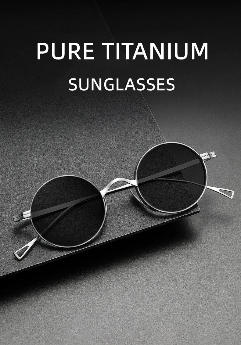 Ultra Light Pure Titanium Myopia Sunglasses Men Vintage Designer Small Round Frame Sunglasses Women Retro Luxury Brand Eyewear