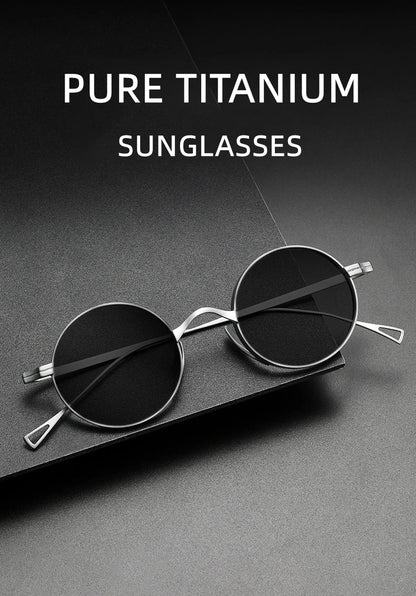 Ultra Light Pure Titanium Myopia Sunglasses Men Vintage Designer Small Round Frame Sunglasses Women Retro Luxury Brand Eyewear