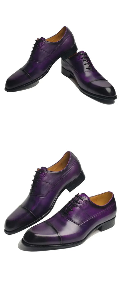 New Fashion Men Dress Shoes Purple Oxfords Comfortable Elegant Formal Business Lace-up Pointed Design Sapatos Sociais Masculinos