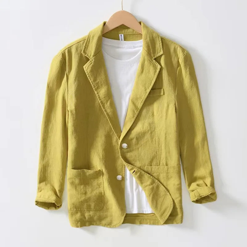Men's Casual Suit Single-layer Jacket Solid Color Cotton And Linen Casual Fashion Men's Top