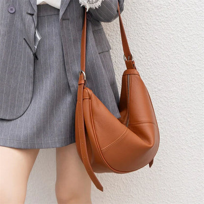 Slouchy Genuine Leather Hobo Bags For Women Luxury Cowhide Soft Crescent Shoulder Bag Crossbody Work Purses Handbags