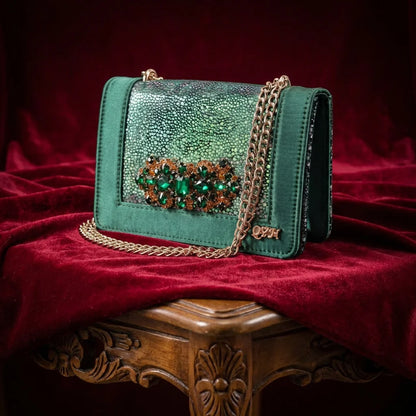 2026 New Green Elegant Women's High Heels Shoes  & Bag Set Rhinestone-Embellished Designer Shoes Perfect for Special Occasionss