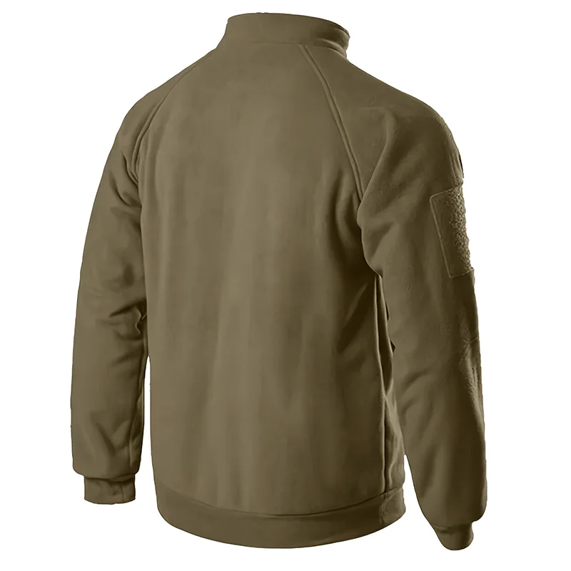 Mens Tactical Pullover Casual Military Sweatshirt Fleece Jacket Standing Collar Pullover Solid Color Sweater Windproof Clothes
