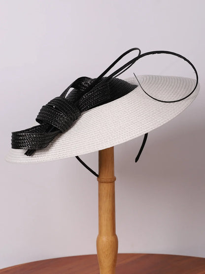 Fascinators Black White Weddings Pillbox Hat For Women Church Hat Sraw Fedora Black Wide Ladies Dress Kentucky Derby Hats