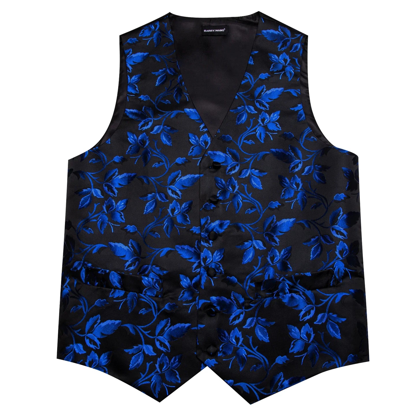 Men's Elegant Floral Vest & Tie Hanky Cufflinks Set – Formal Wine Green Blue Waistcoat for Weddings Events Party Gift