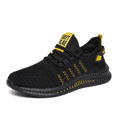Men's sneakers lace-up flying woven through casual shoes vulcanized lightweight flat comfortable running shoes plus size 48