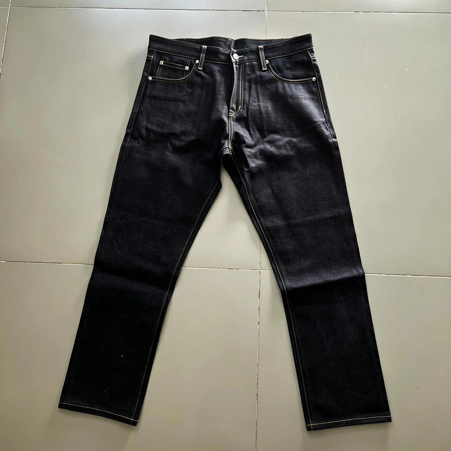 Vintage Momotaro 165oz Heavyweight Indigo Straight Leg Jeans Japanese Style mid Waist Cotton Denim Pants for Men Non Stretch