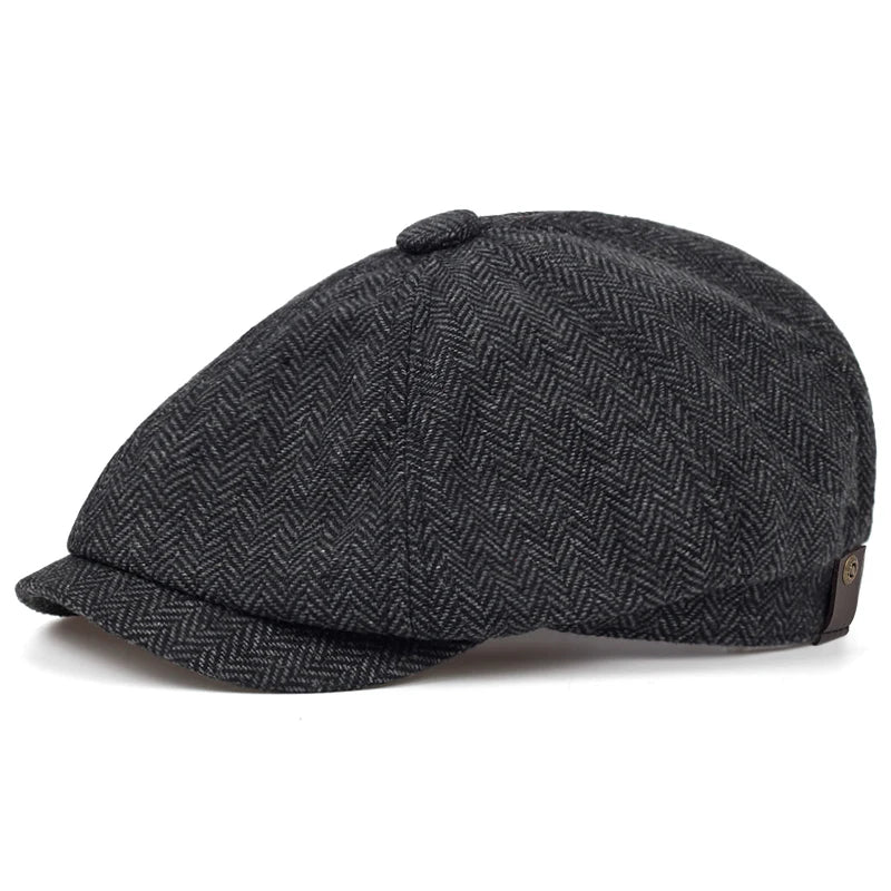 Male Ivy Hat Big Head Man Autumn and Winter Newsboy Cap Top Grade Beret Caps
