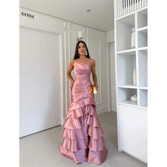Customized Pink Tiered Ruffle Mermaid Corset Prom Dresses Sleeveless Vestidos De Noche Floor-Length Formal Evening 2026