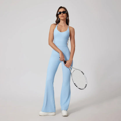 Seamless Yoga Jumpsuit Sets Beautiful Back Tight Hip Lift Trousers Micro Flared Trousers Outdoors Sports Fitness tracksuit Woman