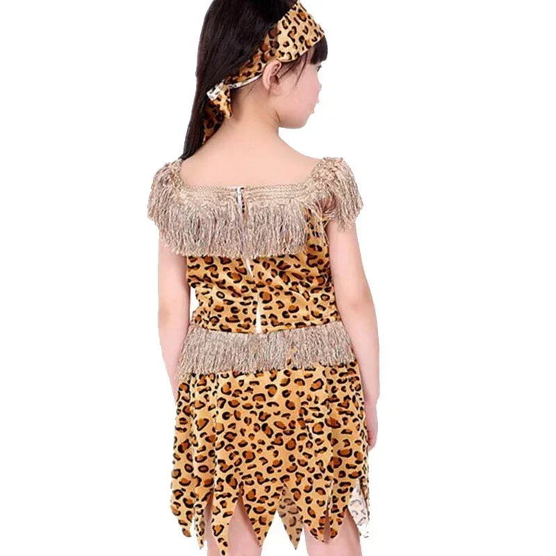 Novelty Boys Girls African Original  Savage Children Wildman Cosplay Costumes Clothing Kids Party Cosplay Costumes