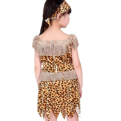 Novelty Boys Girls African Original  Savage Children Wildman Cosplay Costumes Clothing Kids Party Cosplay Costumes