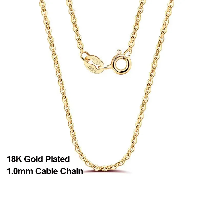 18K Gold 925 Sterling Silver Fashion Cable Link Chains Necklace for Women Thin Neck Chain Accessories Jewelry SC06