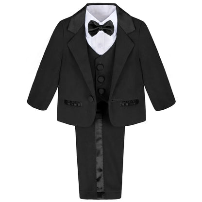Baby Boy Suit Set Wedding Infant Formal Outfit Toddler Ring Bearer Tuxedo Children Birthday Ceremony Performance Costume 4PCS