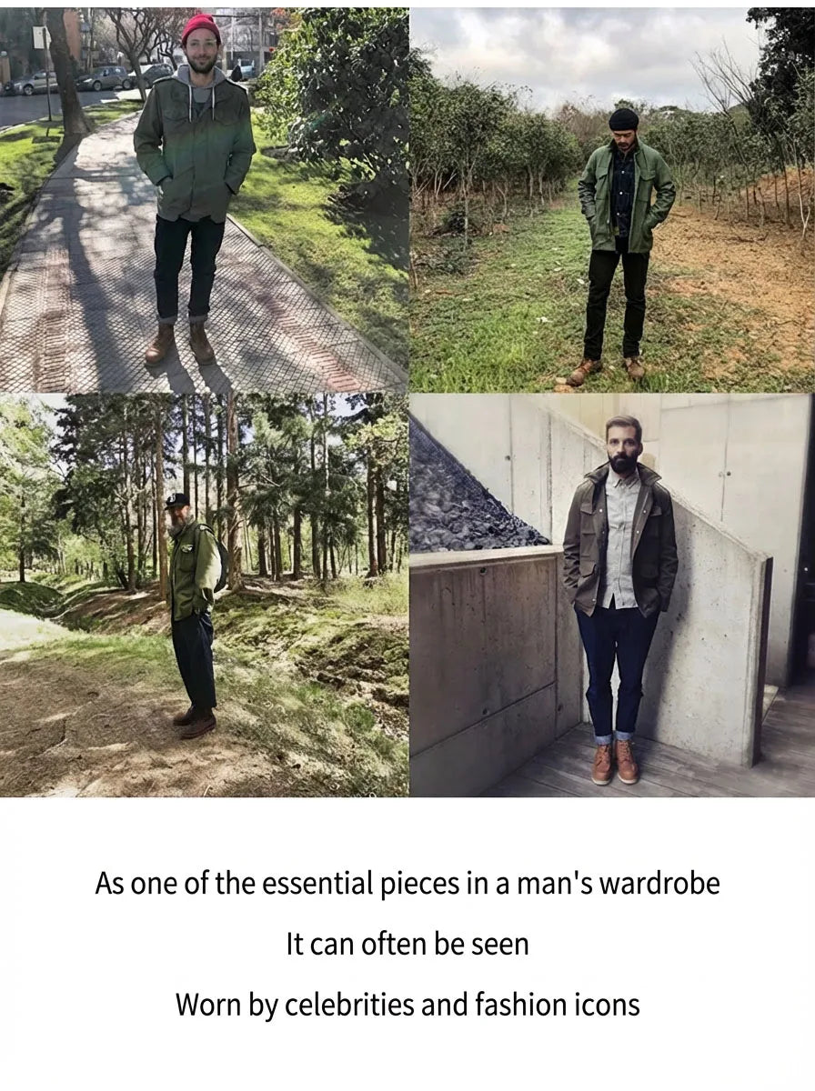 Retro M65 Jackets for Men Green Outdoor Windbreaker Vintage Casual Solid Coat Mens Clothes Multi-Pocket Jacket
