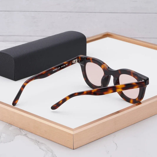 High Street Round Thick Acetate Sunglasses Men Brand Design Original Top Quality Classical Vintage for Ladies Outdoor UV400
