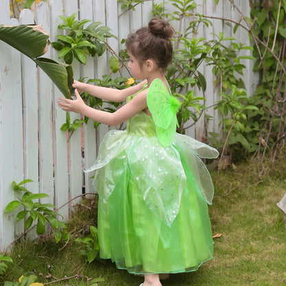 Girls Tinkerbell Fairy Dresses LED Light Up for Girls Costume Kids Cosplay Flower Fairy Princess Clothes Christmas Party Outfit
