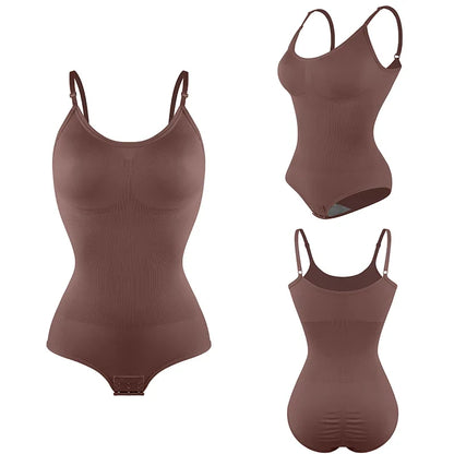 Women Seam-free Sleeveless V-Neck Bodysuit Shapewear Tummy Control Body Shaper Tank Top Red Blue