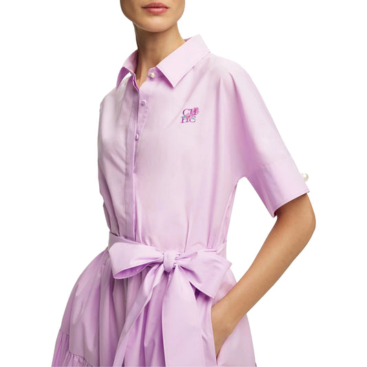 2025 Women Dress Summer Office Lady Elegant Long Sleeve Solid Color Shirt Sundress Casual Loose Buttons Lace Up Dress