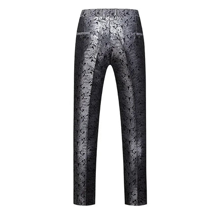 Blue Men's Suit Trousers, Jacquard Fabric Pants, Wedding Party Dress Pant, Asian Size M-5XL 6XL, Pantalones Hombre