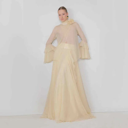 Dubai Evening Dresses Customizd 2 Piece Elegant Party Dress Chiffon Luxury Evening Dresses Long Sleeve Women Night Gown