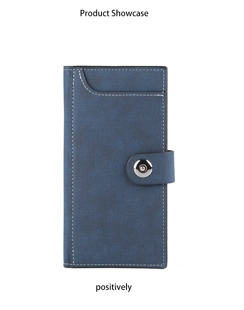 Magnetic Buckle Trifold Men Wallet PU Leather Business Casual Multi Card Holder Short Long Style Male Daily Purse Cartera Hombre