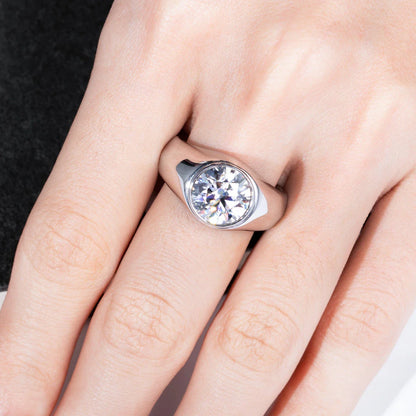 4ct D Color Moissanite Men Rings 18K Gold Plated  Silver Engagement Bezel Rings For Men Factory Jewelry Wholesale