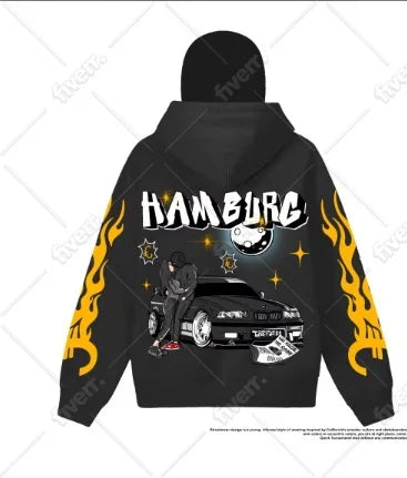 Ninja jacket 2025 new model hot sale upper and lower double-head zipper POG GHB print niche design new model