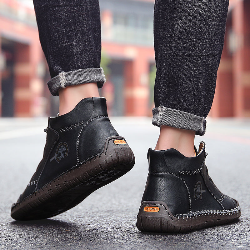Fashion Men Ankle Boots Handmade Mens Boots Lightweight Mens Designer Boots Outdoor Sneakers Leather Work Boots Plus Size 38-48