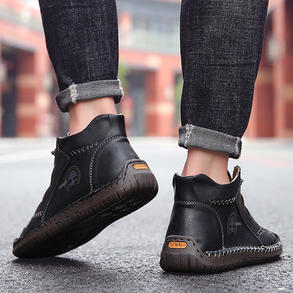 Fashion Men Ankle Boots Handmade Mens Boots Lightweight Mens Designer Boots Outdoor Sneakers Leather Work Boots Plus Size 38-48