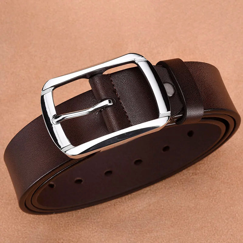 Fashionable Men's Square Alloy Pin Buckle PU Belt Suitable for Jeans Casual Pants Fashionable Men's Retro Business Belt