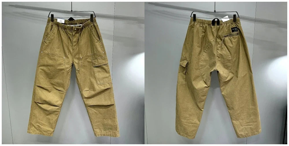 Mens American Tactical Cargo Pants Premium Camo Baggy Loose Fit Vintage Streetwear Korean Style Trendy Workwear Khaki Pants Male