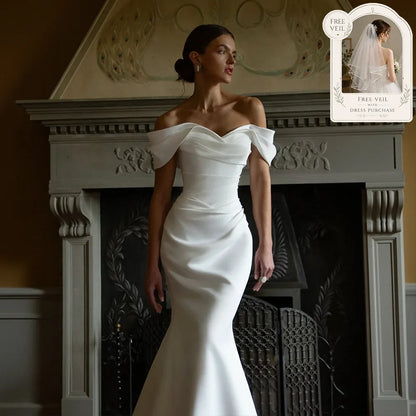 Elegant Mermaid Wedding Dresses Women Off Shoulder Satin Bridal Dress Sexy Sweetheart 2026 Wedding Party Gowns Customized