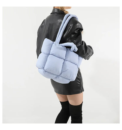 Fashion Soft Puffer Tote Bag Designer Quilted Women Shoulder Bags Nylon Padded Lady Handbags Down Cotton Warm Winter Shopper Bag