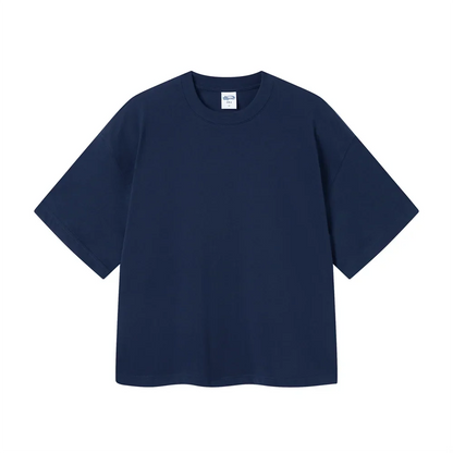 New Men Summer Boxy 275gsm Cotton T-Shirts Retro Unisex Oversized Short Version Basic T Shirt Brand Tees HY1070