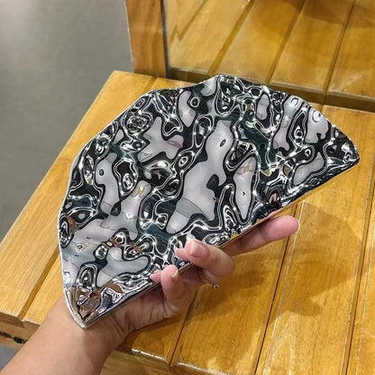 Creative Half Moon Shape Gold Purse For Women Silver Acrylic Bag Exquisite Brand Hand-held Evening Bag Shoulder Messenger Bag