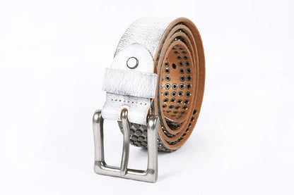 Top Heavy Metal Genuine Leather Belt Men Cowskin Cowboy Belt Ceinture Homme Punk Jeans Strap Wide Cinturon Mujer Waistband