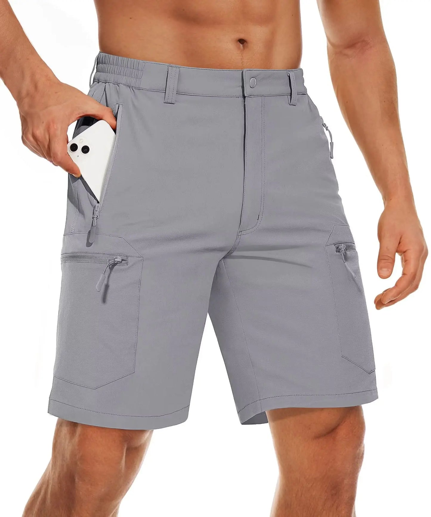 5 Zipper Pockets Summer Quick Dry Cargo Shorts Mens Fishing Shorts Stretch Outdoor Hiking Nylon Work Shorts Lightweight
