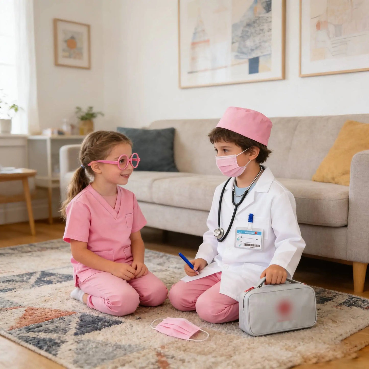 Boys Girls Simulation Doctor Nurse Work Uniform Cross with Toys Sets Kids Clothes Toddler Christmas Xmas Role Play Costum Party