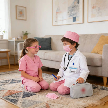 Boys Girls Simulation Doctor Nurse Work Uniform Cross with Toys Sets Kids Clothes Toddler Christmas Xmas Role Play Costum Party