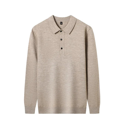 Fashion Autumn And Winter New Cashmere Sweater Men's High Quality Pullover Casual Loose POLO Knitted Bottom Shirt Jacket Shirt