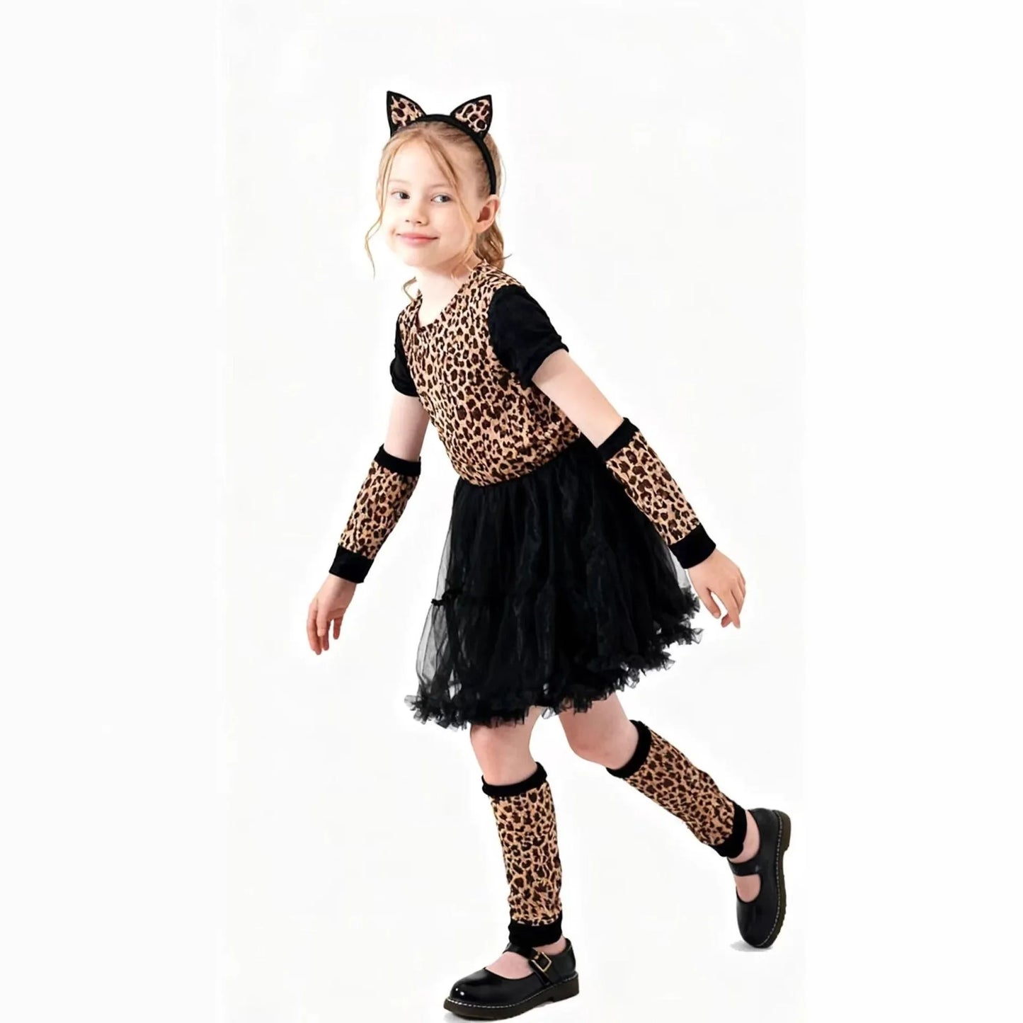 Funny Cute Cartoon Animal Cosplay Girls Tigers Leopards Dress Birthday Costume for Girl Christmas Carnival Outfit Headband