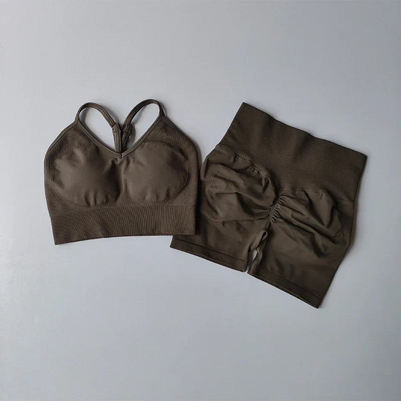 Butt Lifting Fitness Shorts Lifting Set for Women's Elastic Breathable Quick-drying Sports Underwear Beautiful Back Yoga Suit
