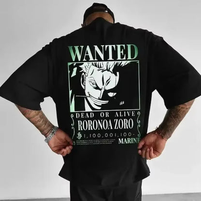 One Piece Men's T-shirt Roronoa Zoro Summer and Autumn Japan Anime Boy Children's Short-sleeved Retro Niche Parent-child Outfit